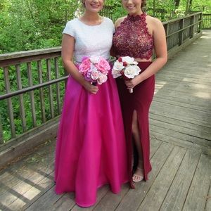 Pink prom dress on left, perfect condition 🤩